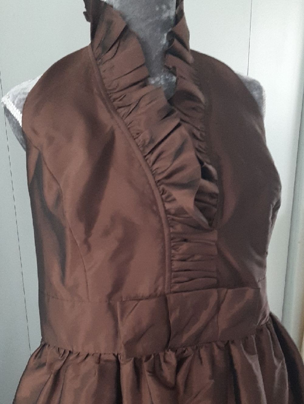 ALFRED SUNG🤎Chocolate Brown Halter Midi Dress with Side Pockets, Lined Sz 22 - Picture 2 of 10